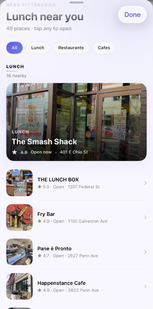 Lunch near you list