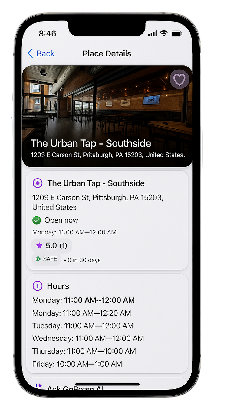 View detailed info about any spot